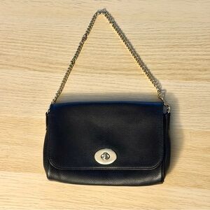 Coach Purse Black With Silver Chain